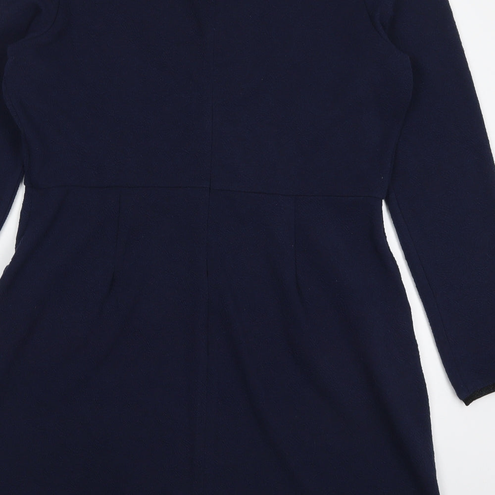 Uttam Boutique Womens Blue  Polyester Skater Dress  Size 16  Round Neck Zip