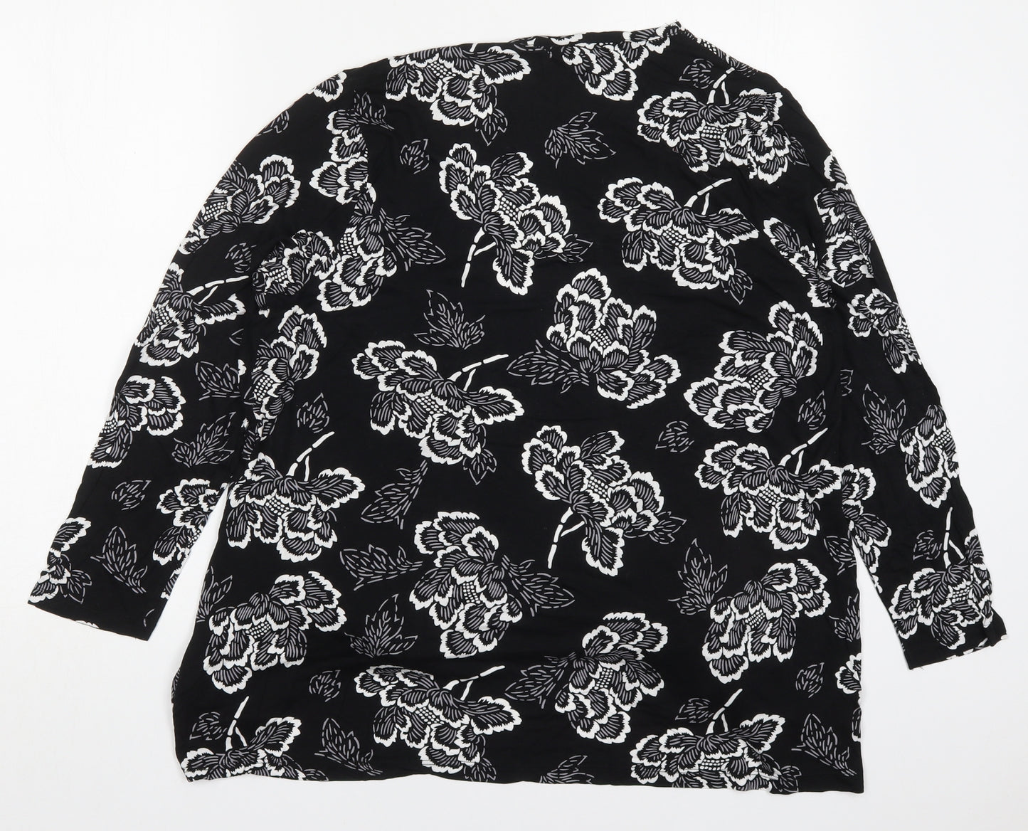 Be You Womens Black Collared Floral Viscose Cardigan Jumper Size 20