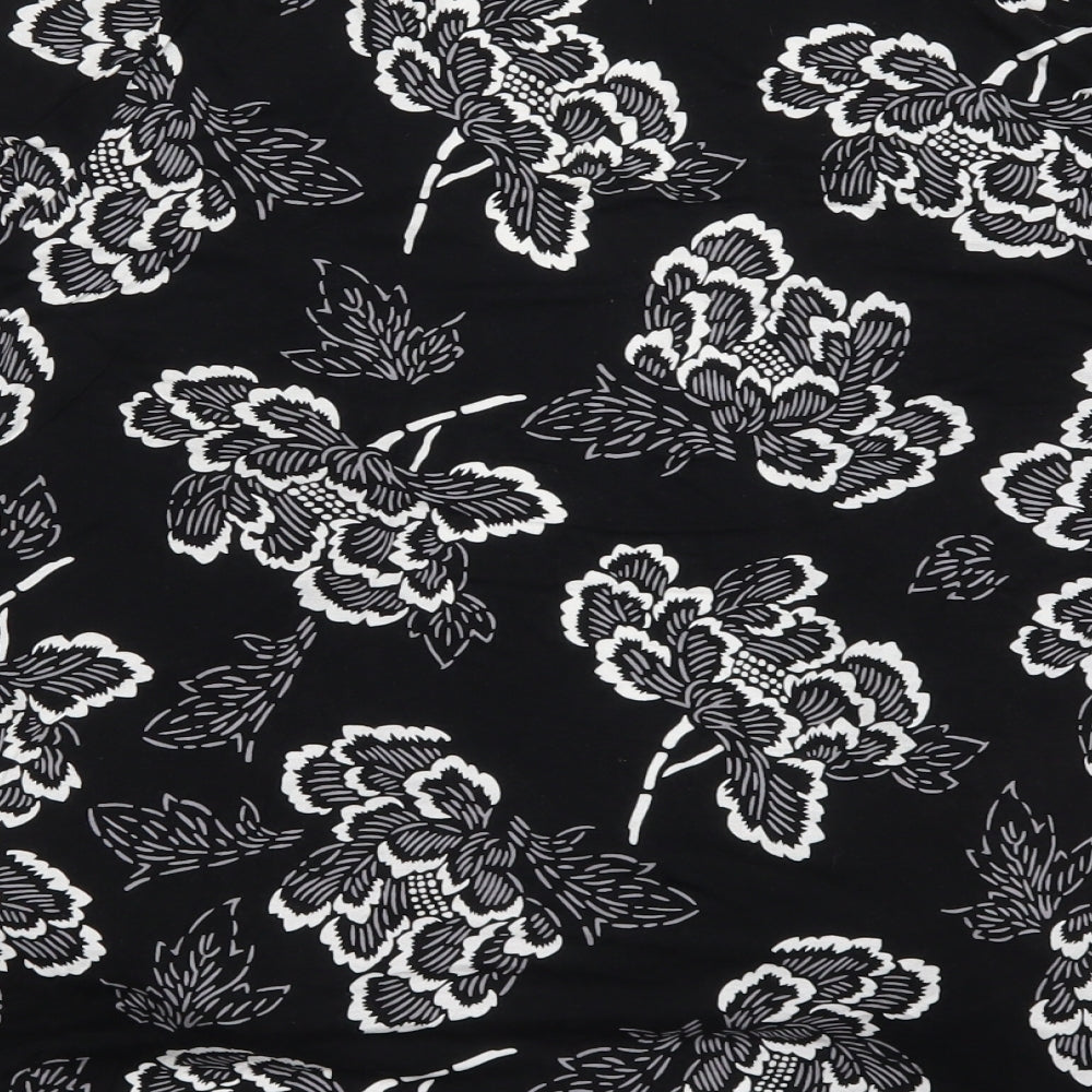 Be You Womens Black Collared Floral Viscose Cardigan Jumper Size 20