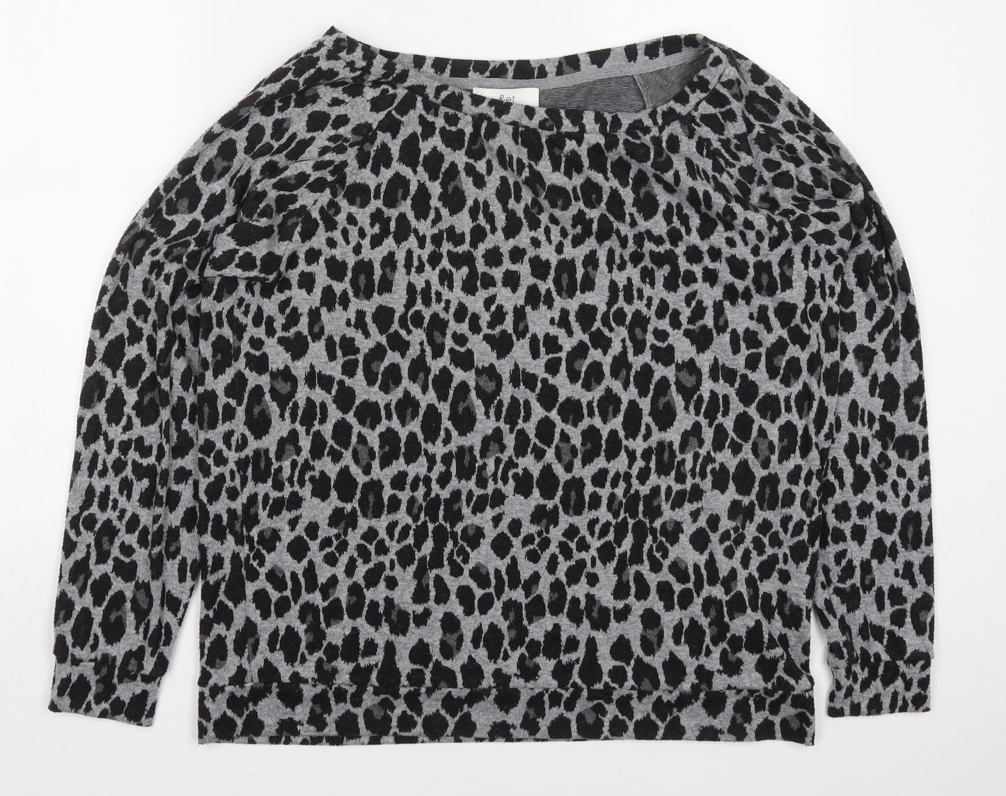 &et Womens Grey Animal Print Polyester Pullover Sweatshirt Size 16  Pullover