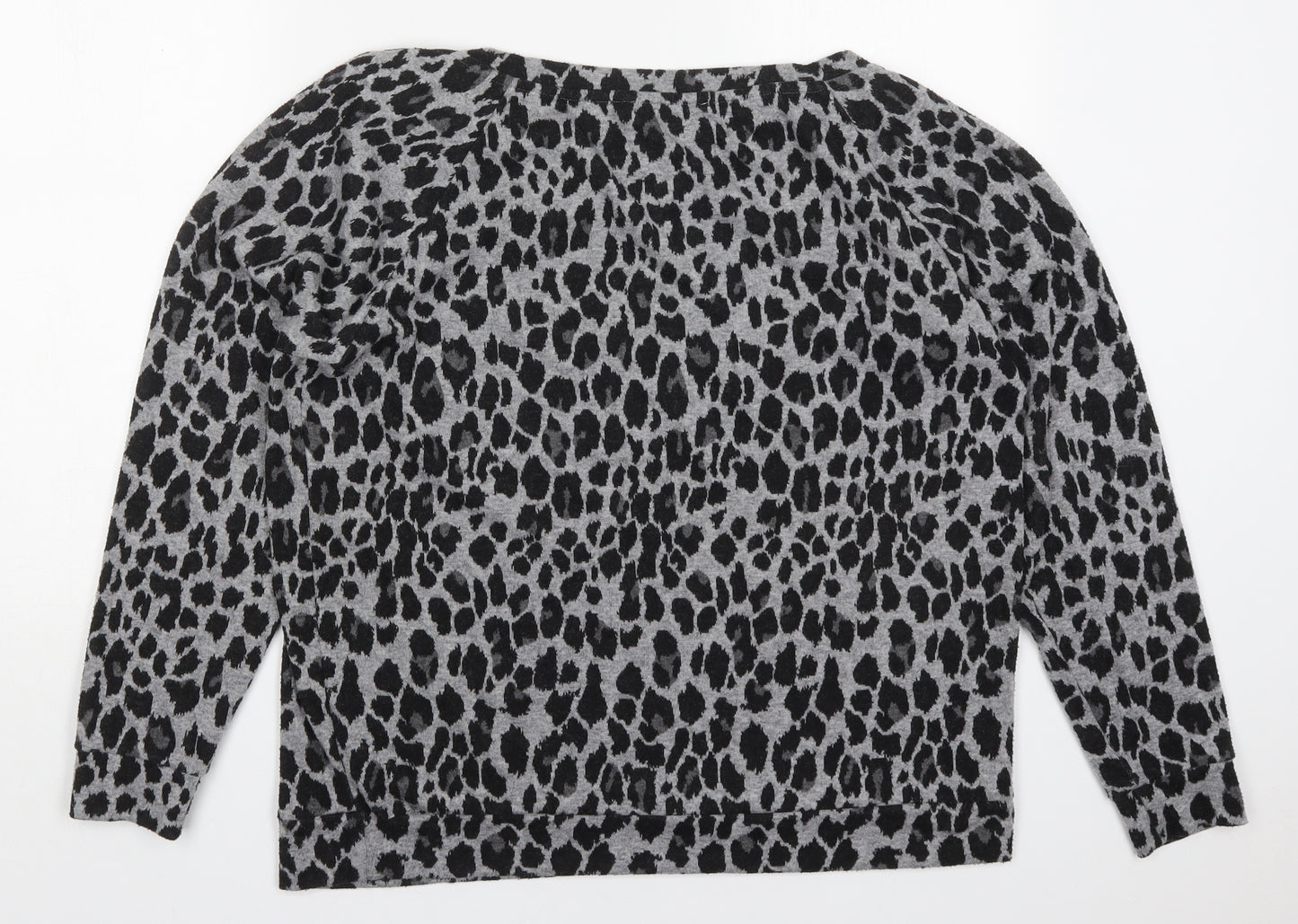 &et Womens Grey Animal Print Polyester Pullover Sweatshirt Size 16  Pullover