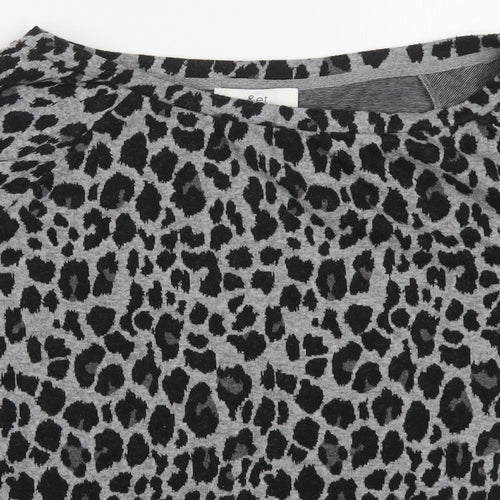 &et Womens Grey Animal Print Polyester Pullover Sweatshirt Size 16  Pullover