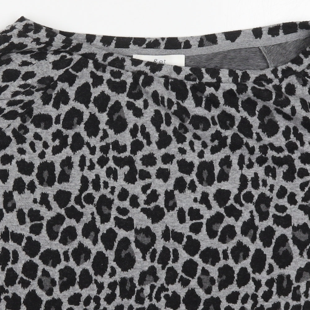 &et Womens Grey Animal Print Polyester Pullover Sweatshirt Size 16  Pullover