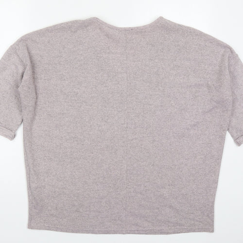 New Look Womens Pink  Polyester Basic T-Shirt Size L V-Neck