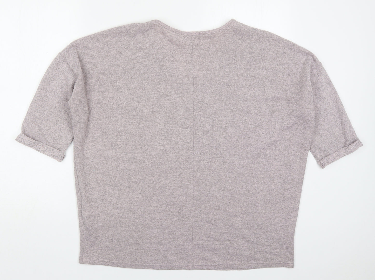 New Look Womens Pink  Polyester Basic T-Shirt Size L V-Neck