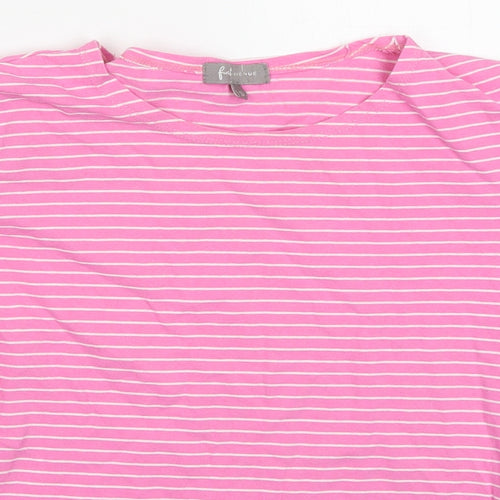 First Avenue Womens Pink Striped Cotton Basic T-Shirt Size S Crew Neck