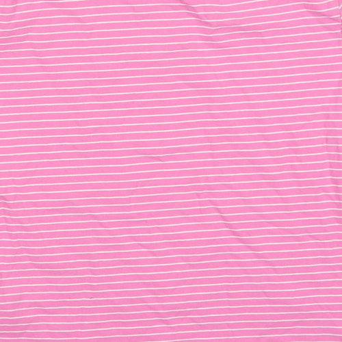 First Avenue Womens Pink Striped Cotton Basic T-Shirt Size S Crew Neck