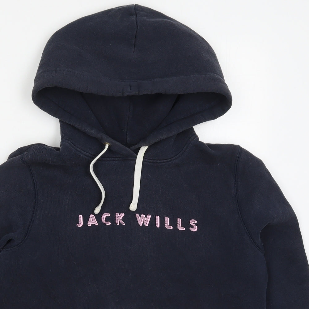 Jack Wills Womens Blue  Cotton Pullover Hoodie Size 14  Pullover