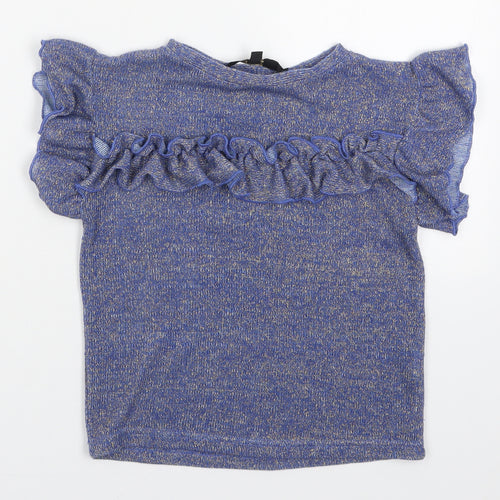 Cosmic Kids Girls Blue  Polyester Basic T-Shirt Size 8 Years Round Neck Pullover