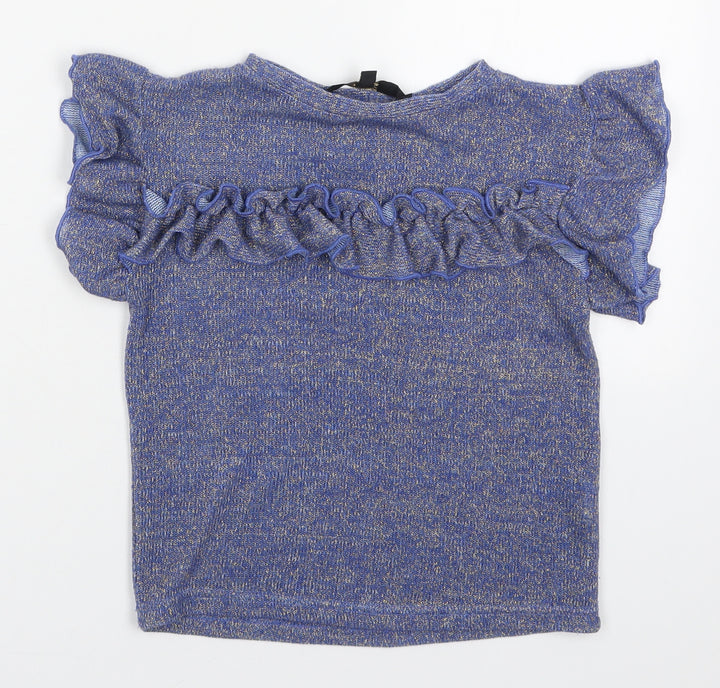 Cosmic Kids Girls Blue  Polyester Basic T-Shirt Size 8 Years Round Neck Pullover