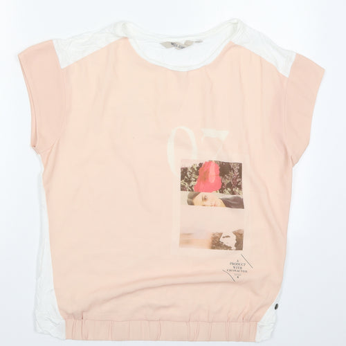 Garcia Jeans Womens Pink  Polyester Basic T-Shirt Size M Round Neck - 07 A Product With Character