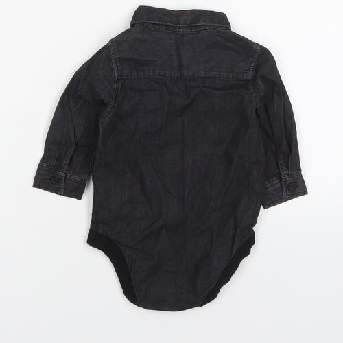 Primark Boys Black  Cotton Babygrow One-Piece Size 3-6 Months  Button