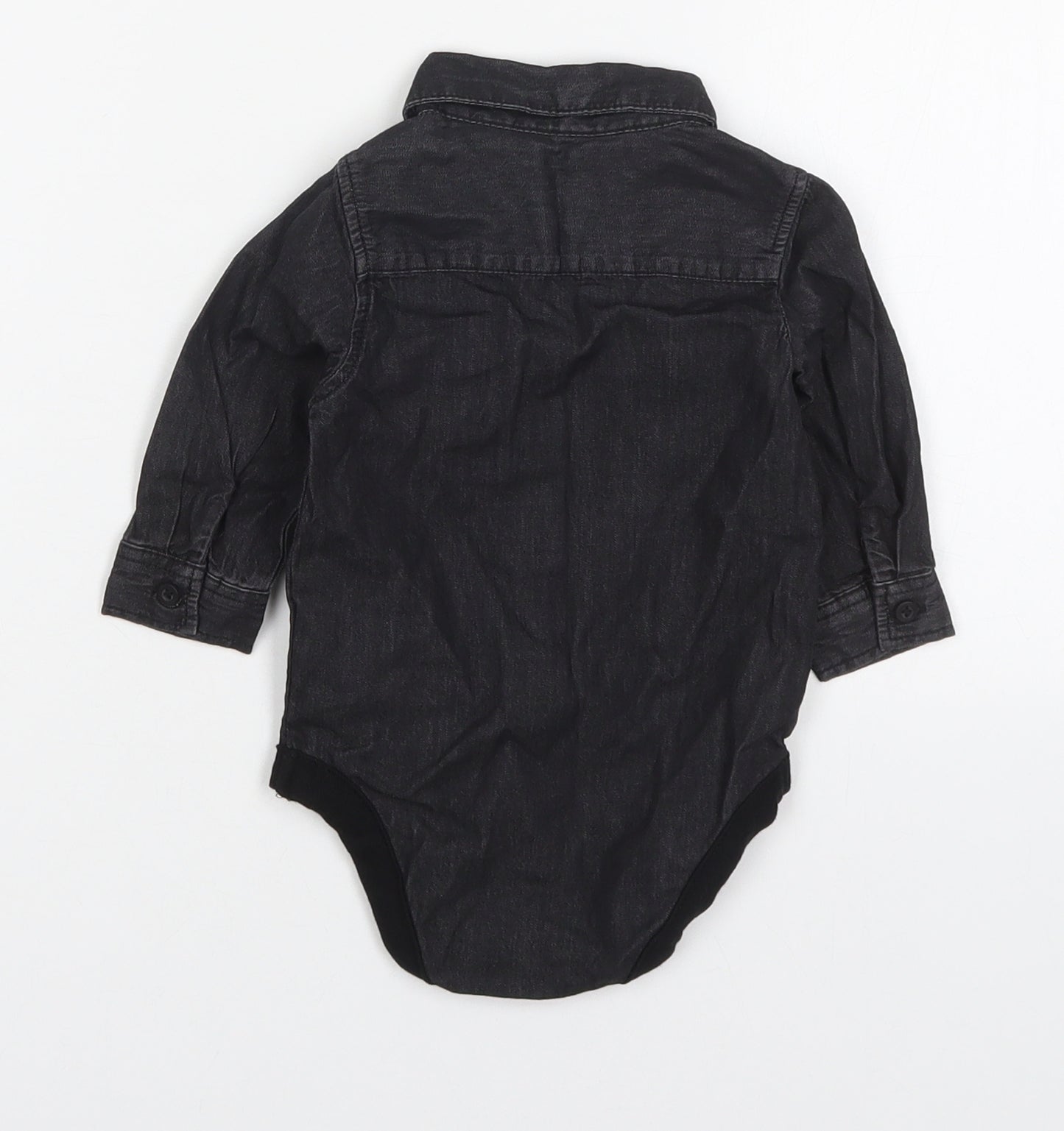 Primark Boys Black  Cotton Babygrow One-Piece Size 3-6 Months  Button