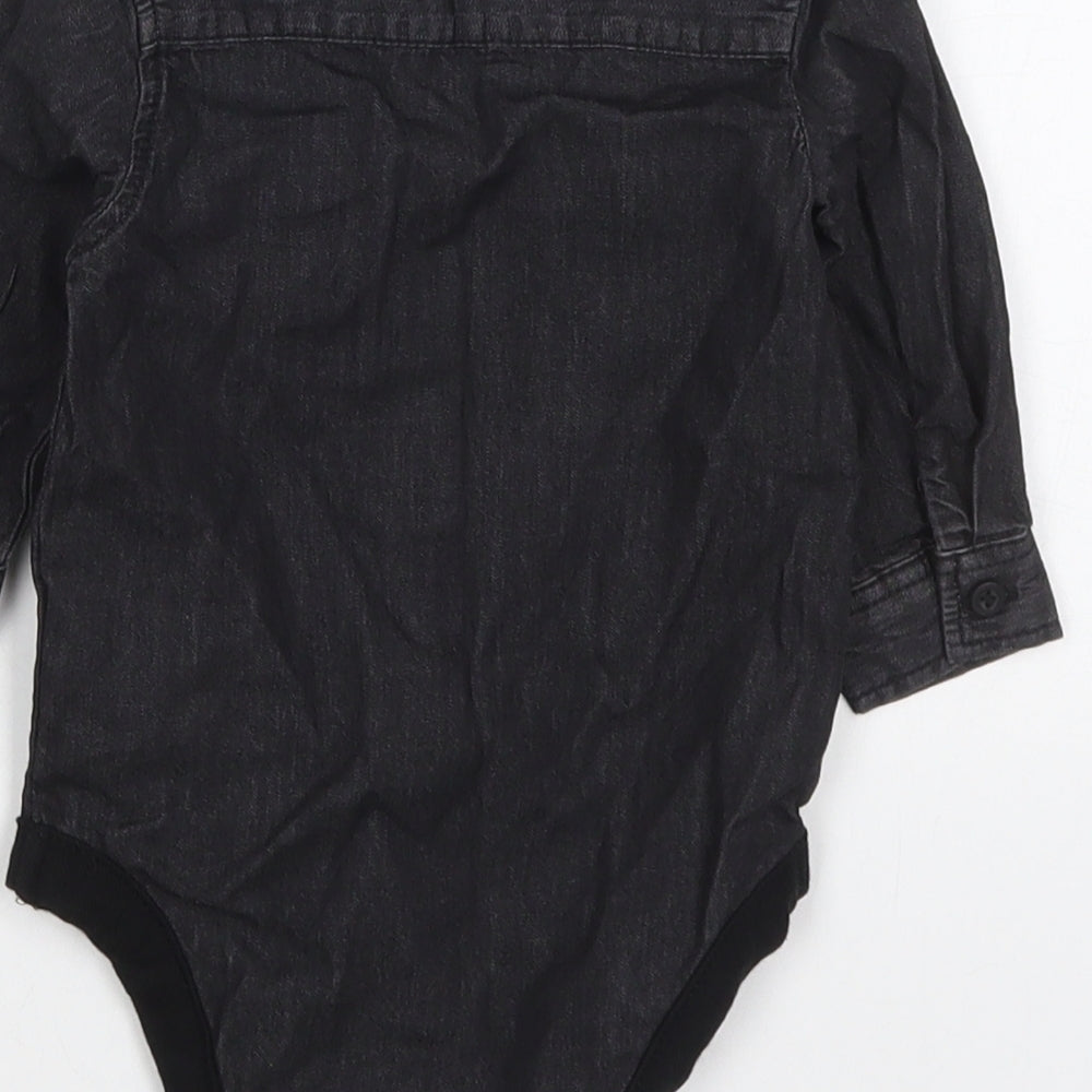 Primark Boys Black  Cotton Babygrow One-Piece Size 3-6 Months  Button