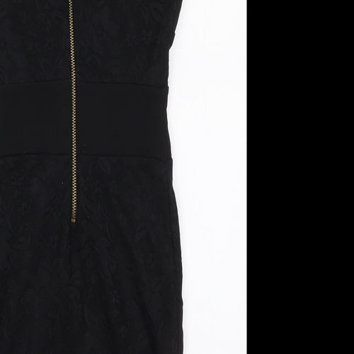 Nikka Womens Black  Polyester Mini  Size 8  Boat Neck Zip