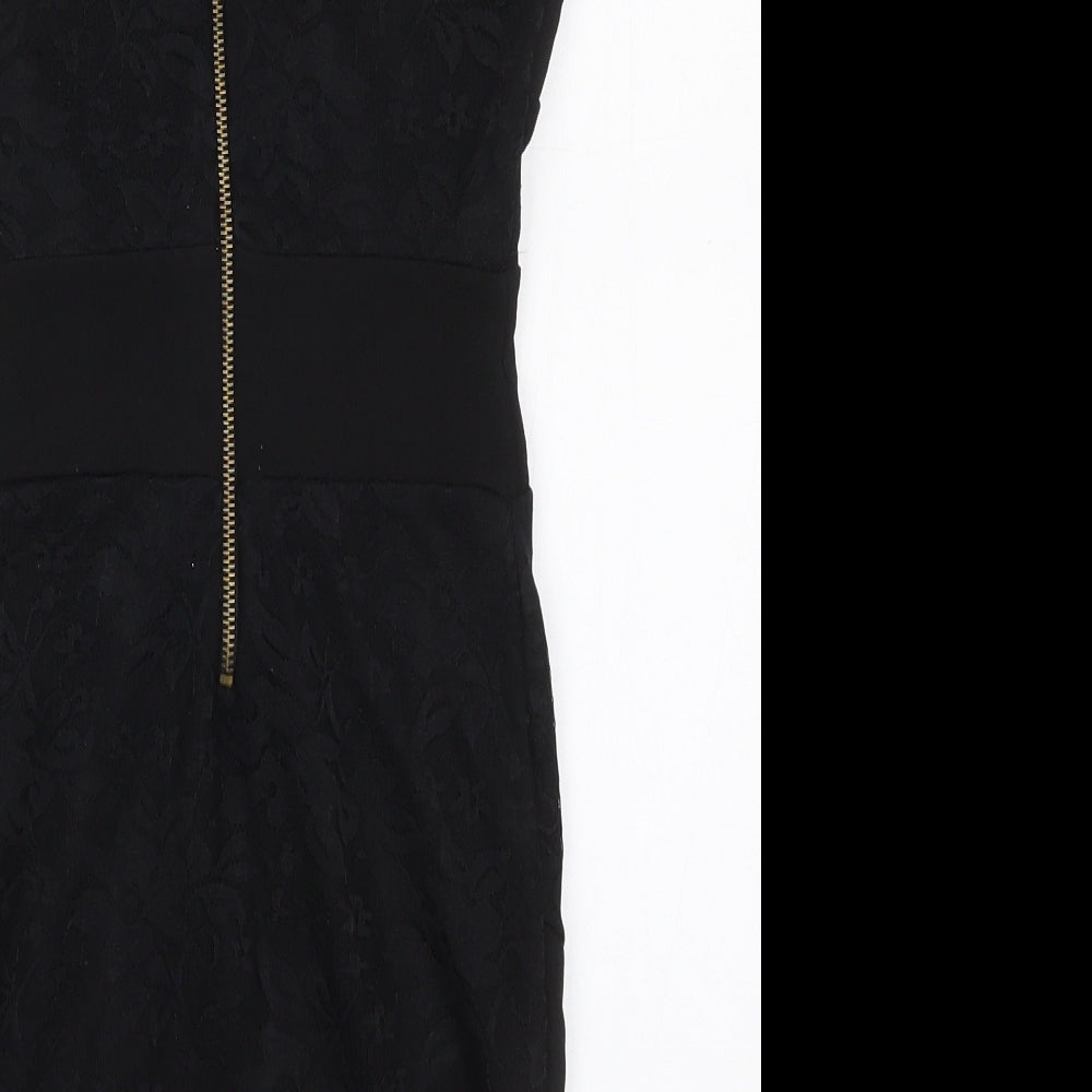Nikka Womens Black  Polyester Mini  Size 8  Boat Neck Zip