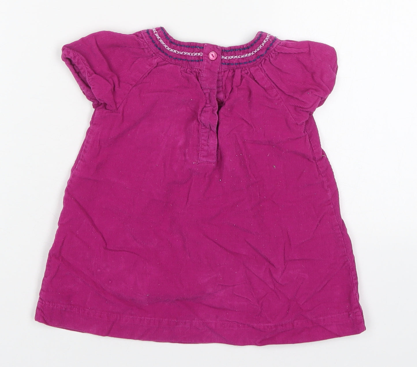 F&F Girls Pink  Cotton Basic T-Shirt Size 9-12 Months Round Neck Button