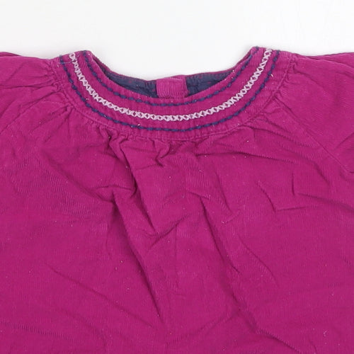 F&F Girls Pink  Cotton Basic T-Shirt Size 9-12 Months Round Neck Button