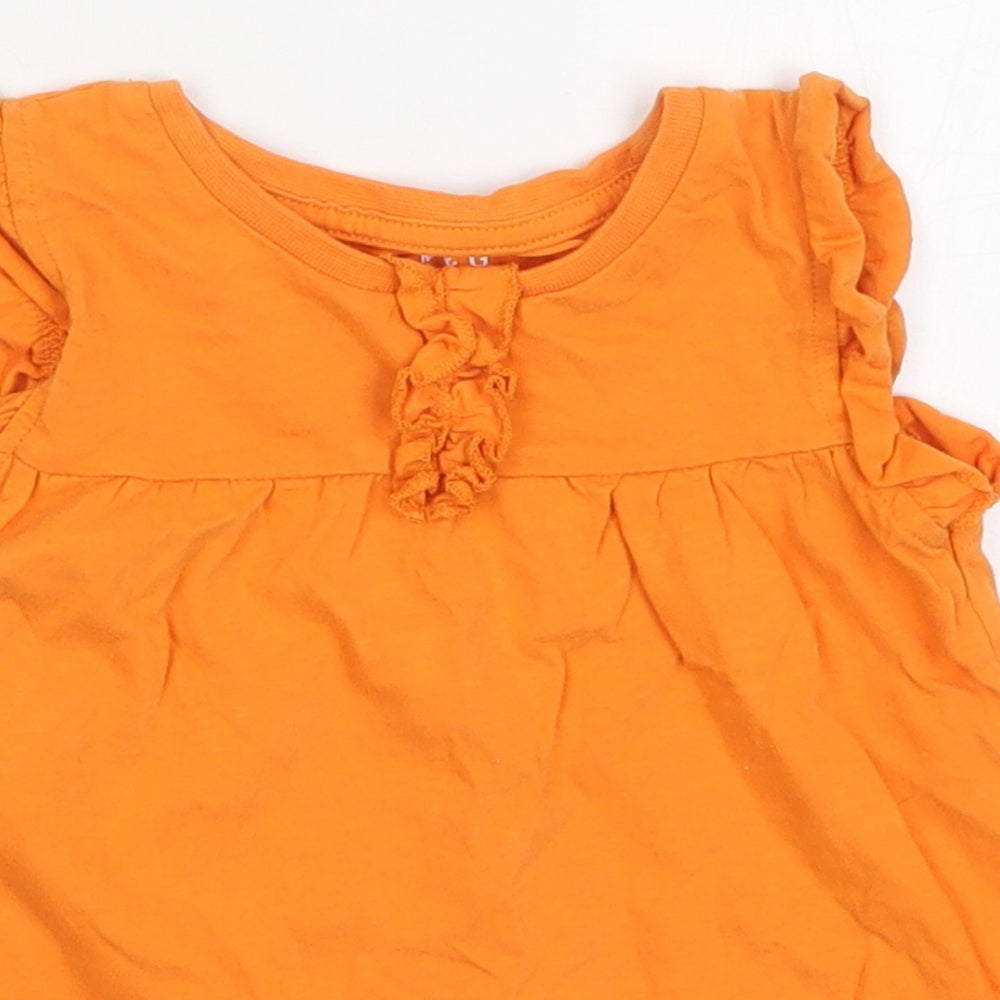 Nutmeg Girls Orange  Cotton Basic T-Shirt Size 3-4 Years Crew Neck Pullover