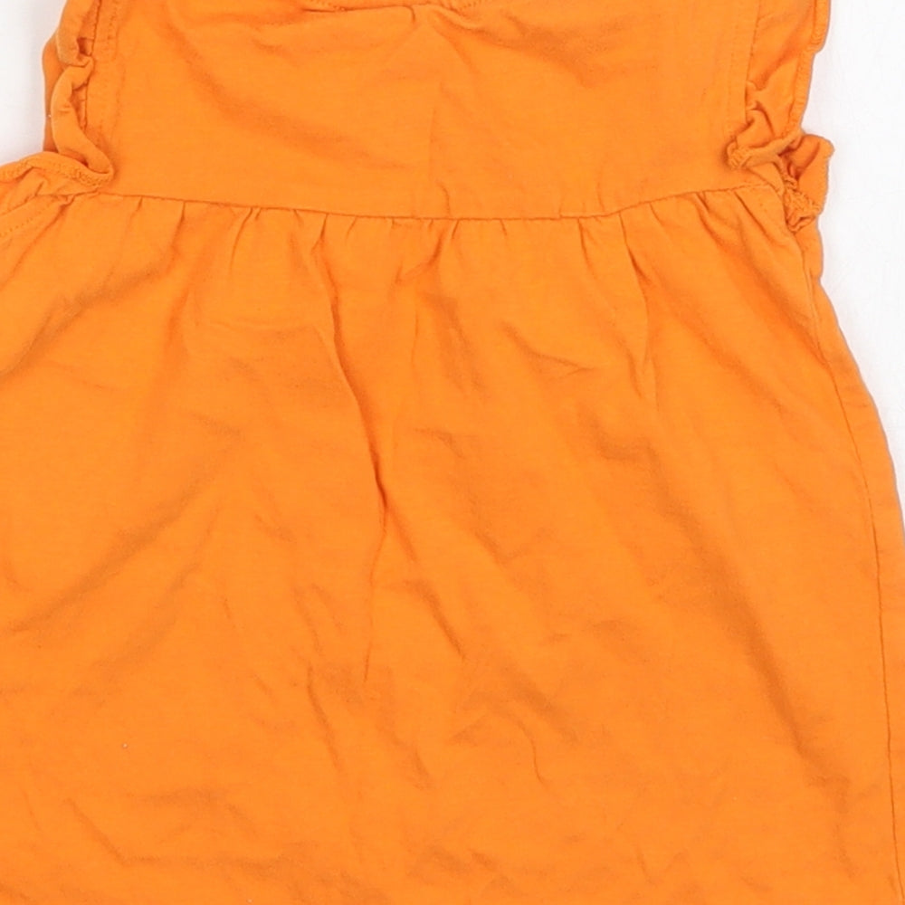 Nutmeg Girls Orange  Cotton Basic T-Shirt Size 3-4 Years Crew Neck Pullover