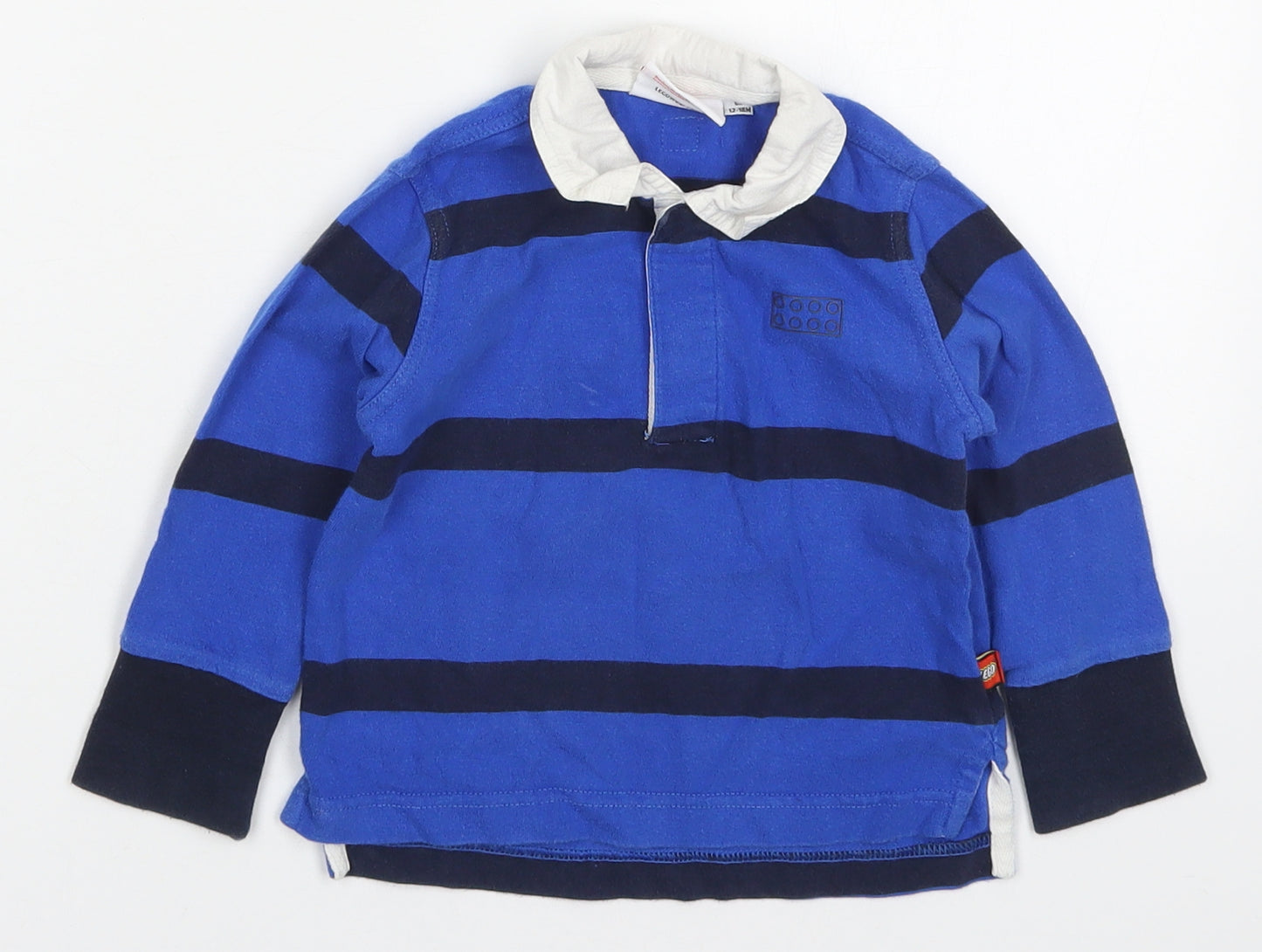 Legowear Boys Blue Striped Cotton Basic Polo Size 12-18 Months Collared Button