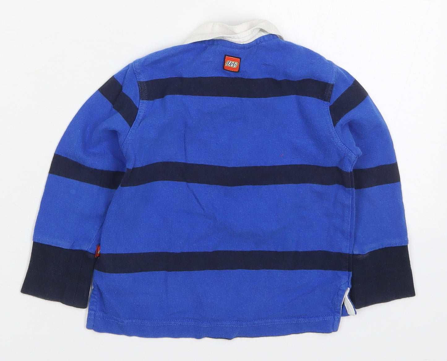 Legowear Boys Blue Striped Cotton Basic Polo Size 12-18 Months Collared Button