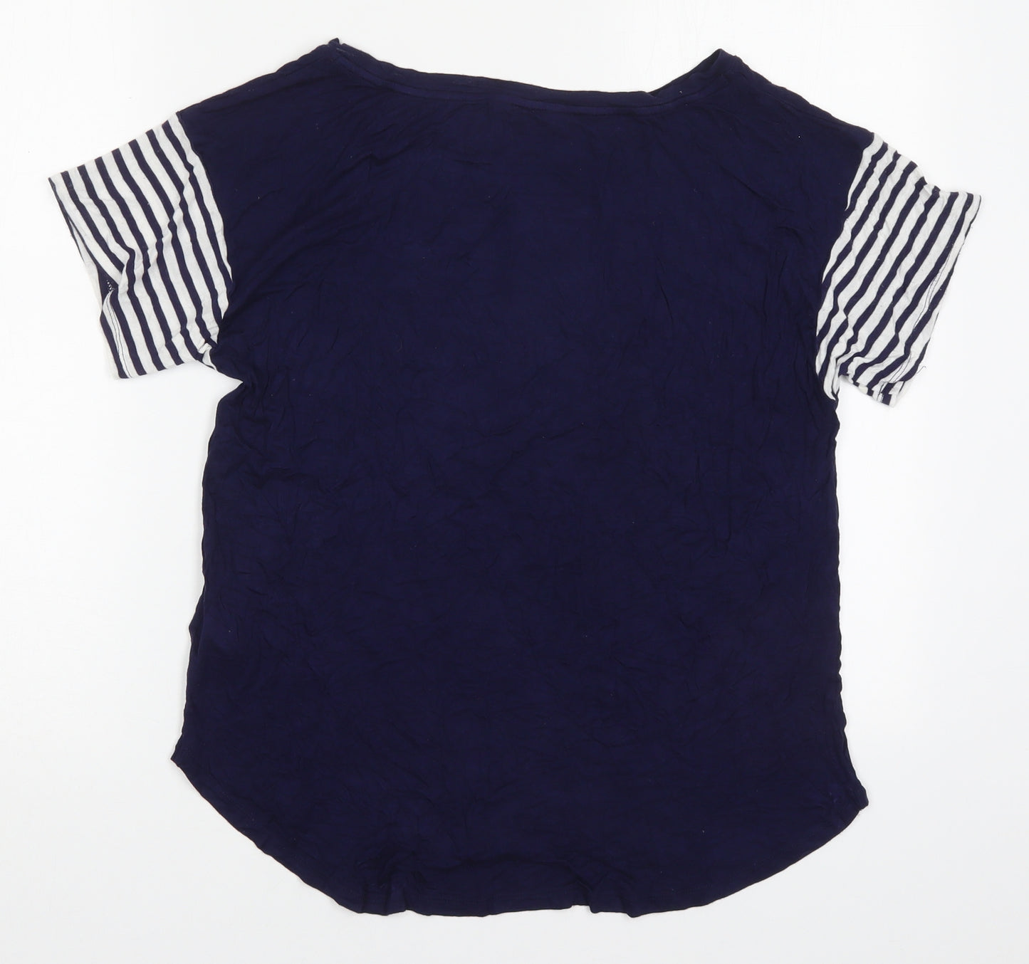 Marks and Spencer Womens Blue Striped Viscose Top Pyjama Top Size 12