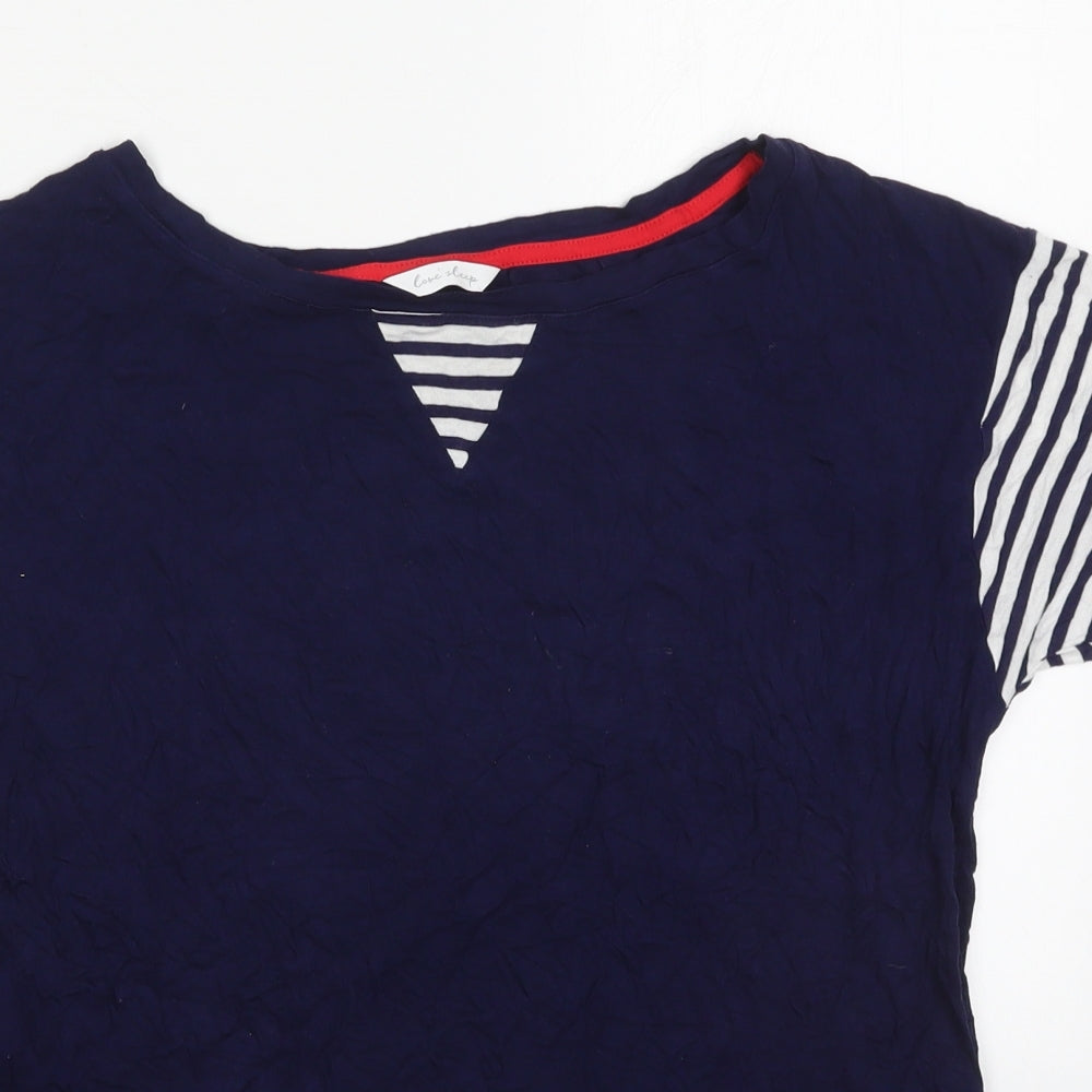 Marks and Spencer Womens Blue Striped Viscose Top Pyjama Top Size 12