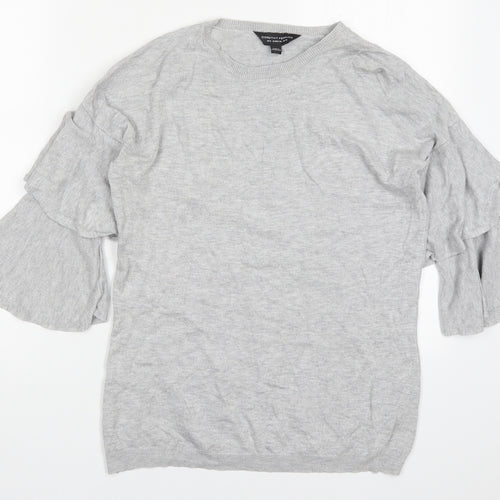 Dorothy Perkins Womens Grey Round Neck  Viscose Pullover Jumper Size 10