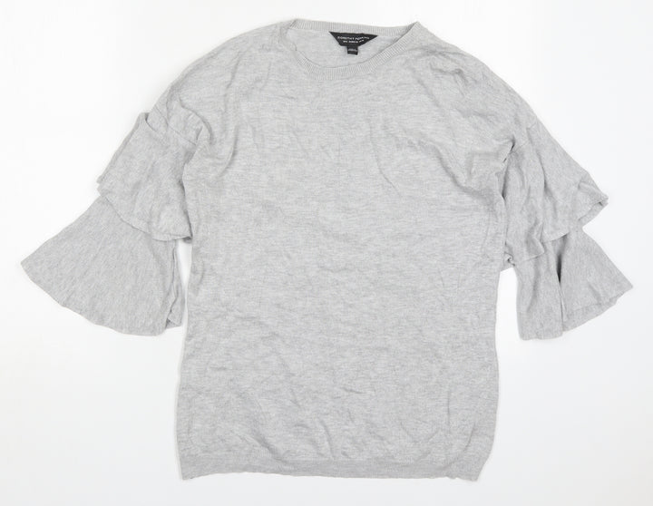 Dorothy Perkins Womens Grey Round Neck Viscose Pullover Jumper Size 10
