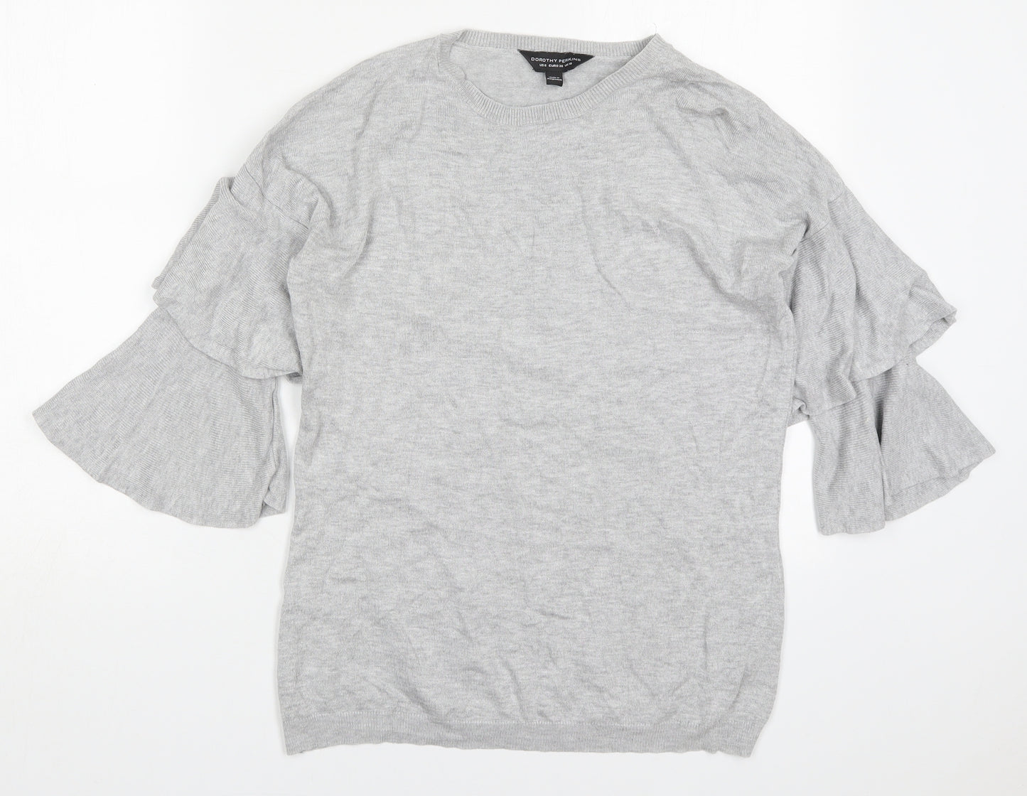 Dorothy Perkins Womens Grey Round Neck  Viscose Pullover Jumper Size 10