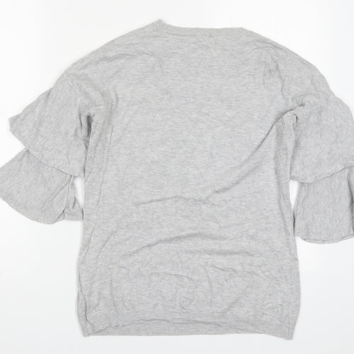 Dorothy Perkins Womens Grey Round Neck  Viscose Pullover Jumper Size 10