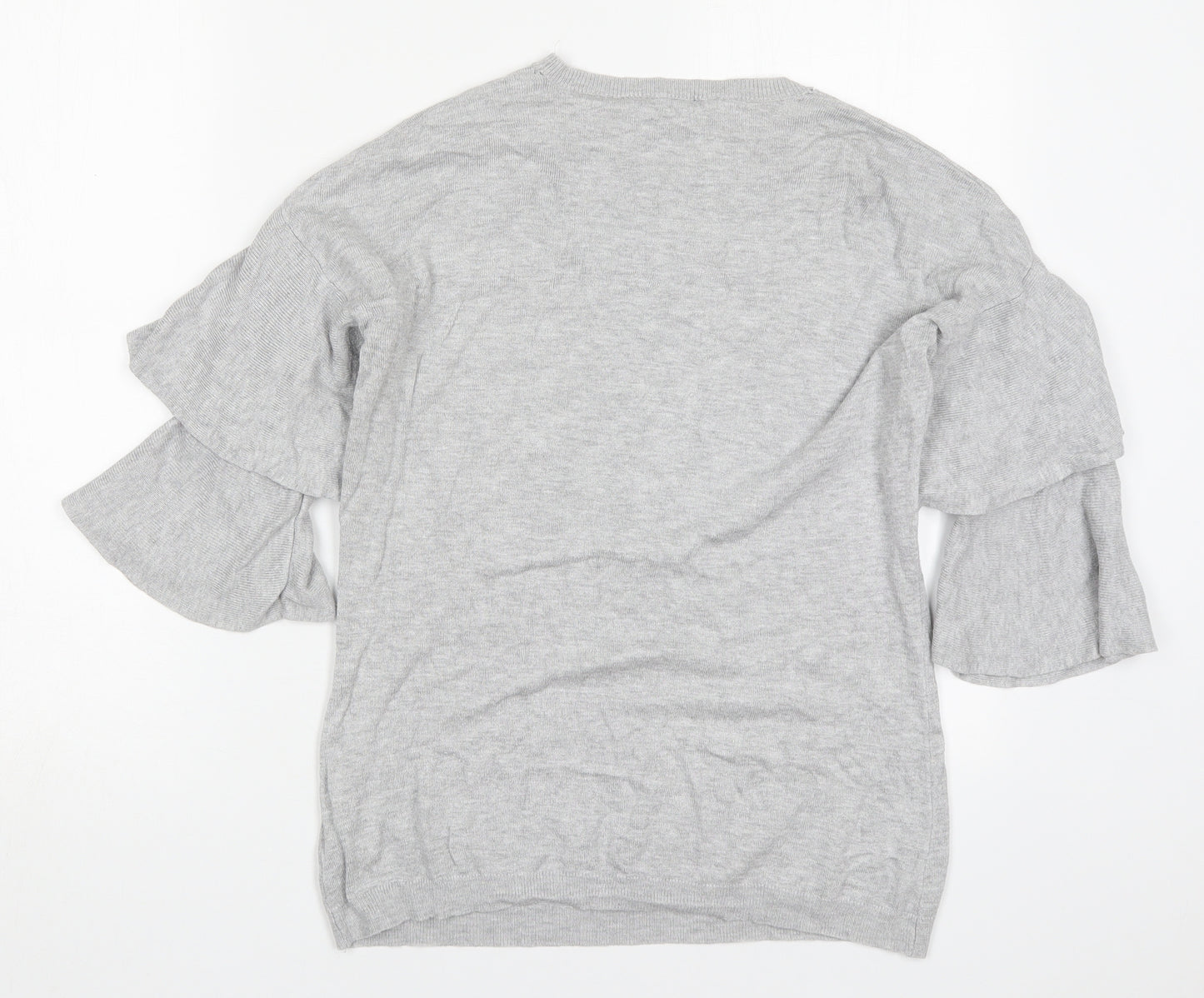 Dorothy Perkins Womens Grey Round Neck  Viscose Pullover Jumper Size 10