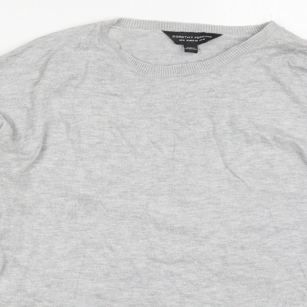Dorothy Perkins Womens Grey Round Neck  Viscose Pullover Jumper Size 10