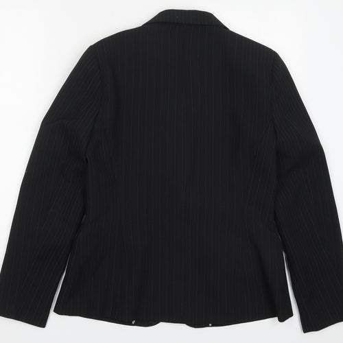 Bay Womens Black Striped Polyester Jacket Suit Jacket Size 14