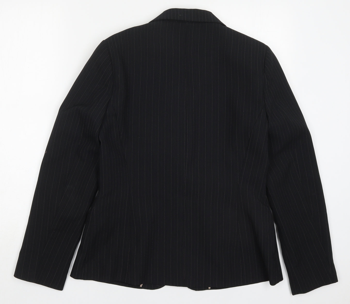Bay Womens Black Striped Polyester Jacket Suit Jacket Size 14