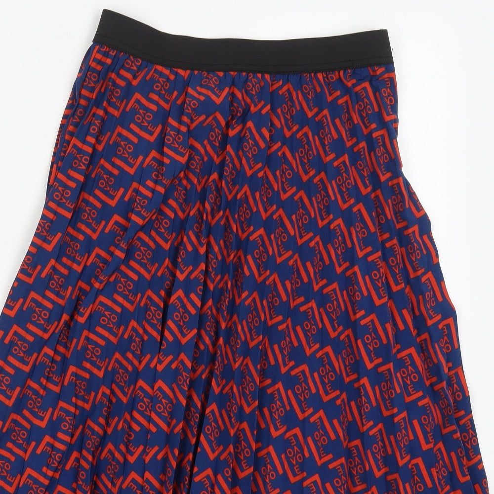 Primark Womens Red  Polyester Pleated Skirt Size 10    - Blue Love