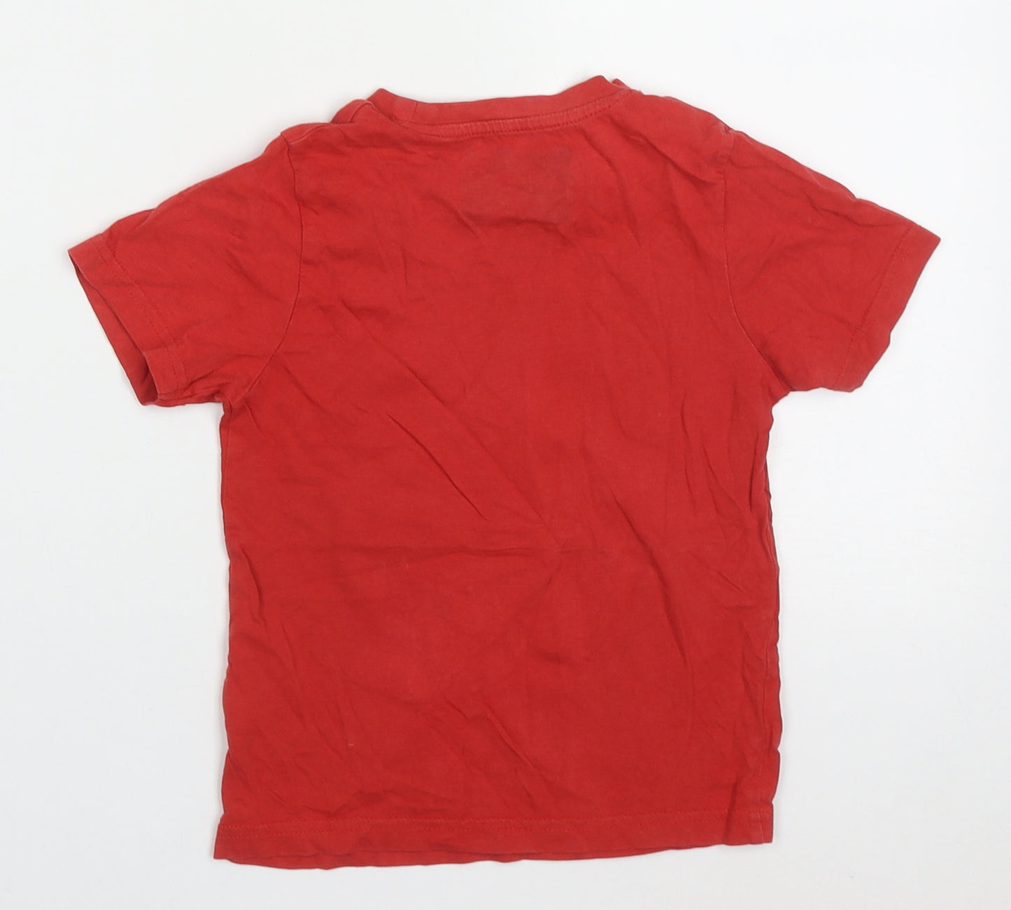 TU Boys Red  Cotton Basic T-Shirt Size 3-4 Years Crew Neck Pullover - little rock & roll dude