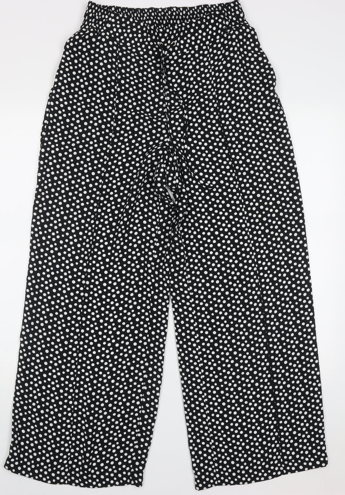 Marks and Spencer Womens Black Polka Dot Polyester Trousers  Size 10 L28 in Regular Tie