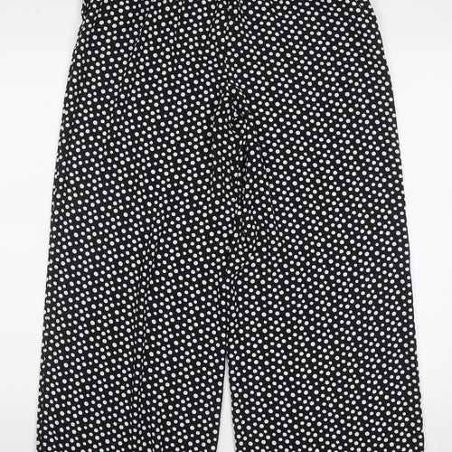 Marks and Spencer Womens Black Polka Dot Polyester Trousers  Size 10 L28 in Regular Tie