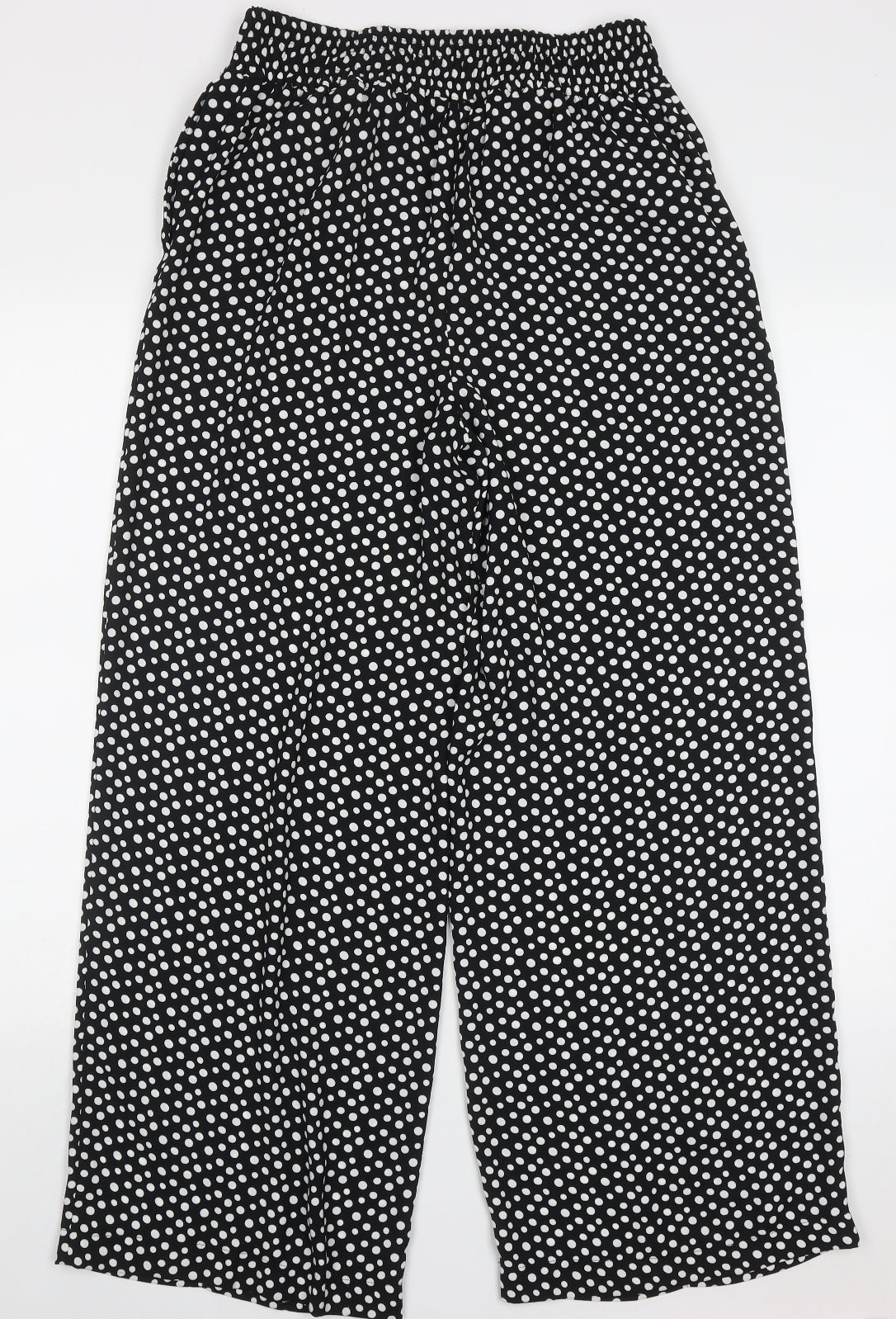 Marks and Spencer Womens Black Polka Dot Polyester Trousers  Size 10 L28 in Regular Tie