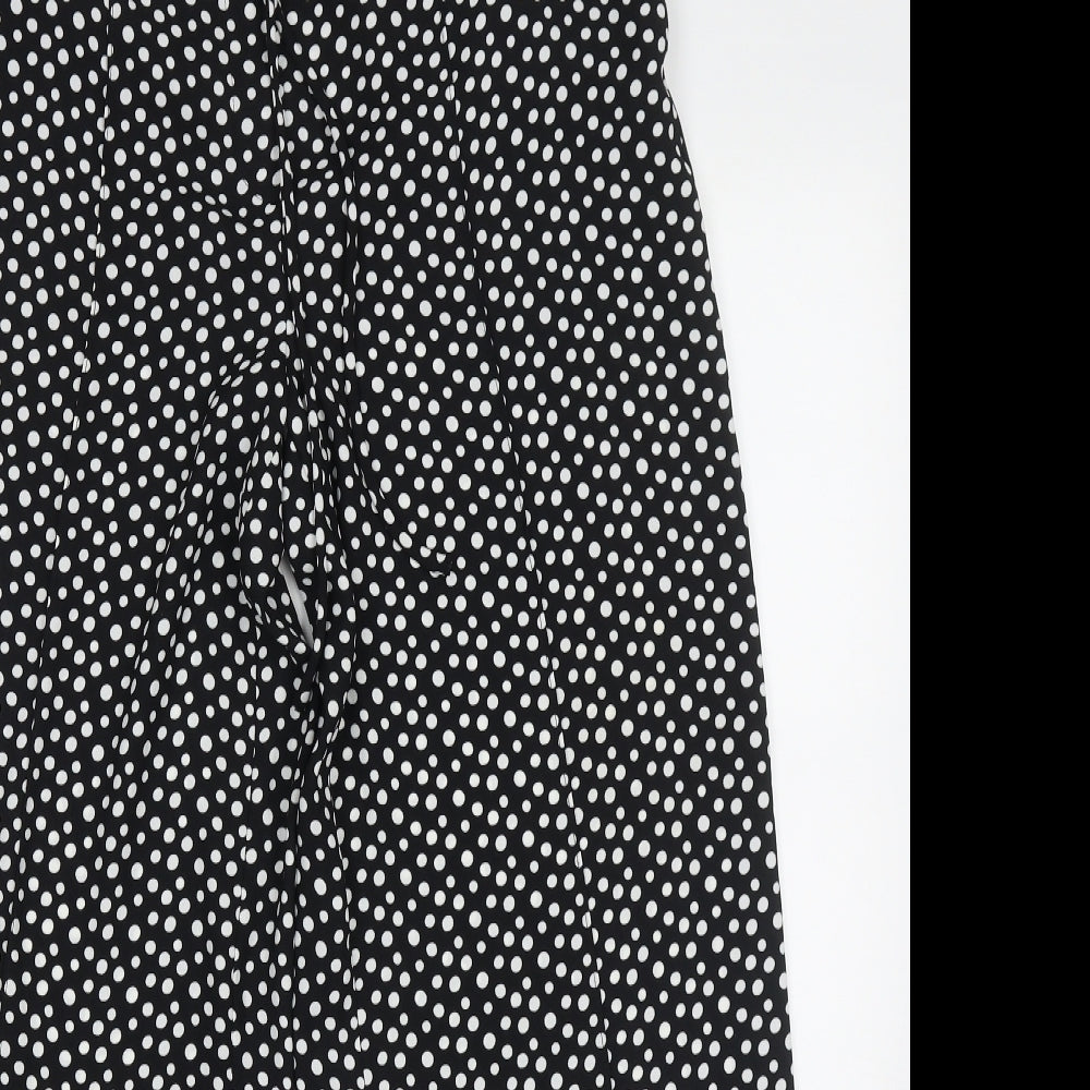 Marks and Spencer Womens Black Polka Dot Polyester Trousers  Size 10 L28 in Regular Tie