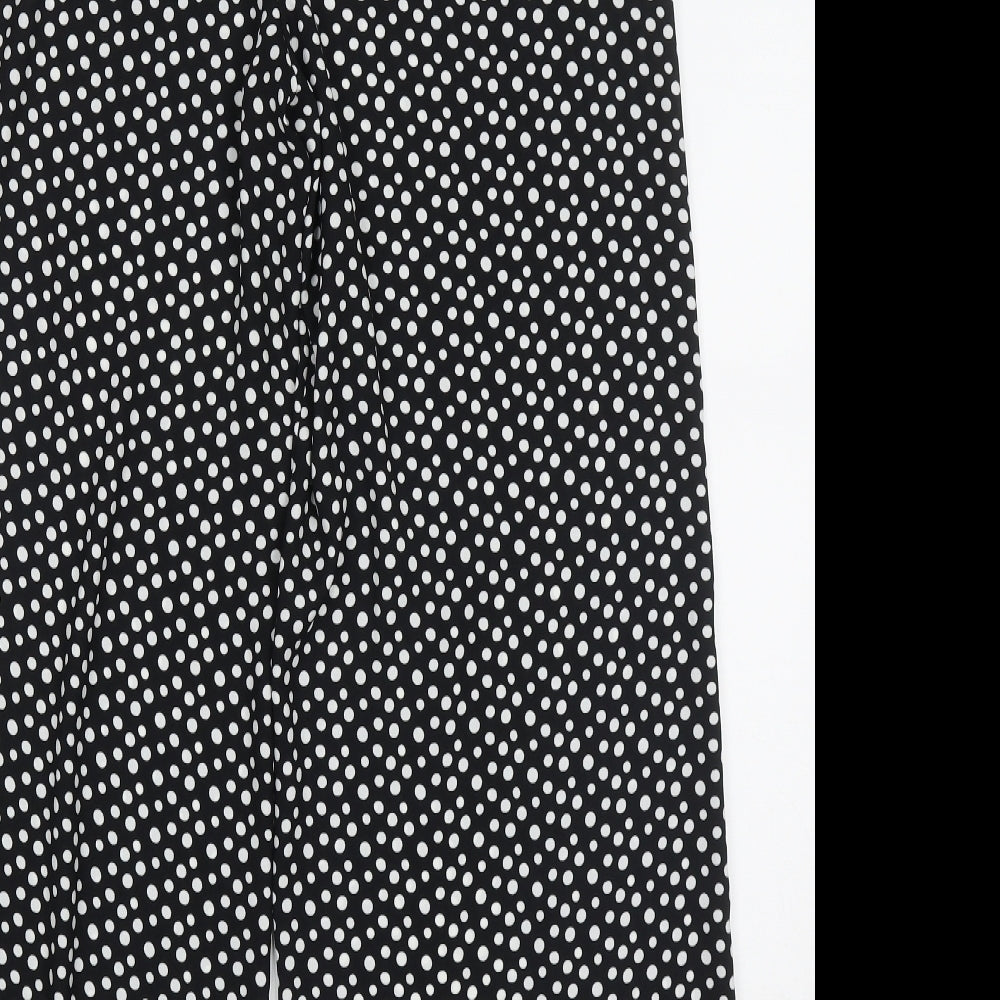 Marks and Spencer Womens Black Polka Dot Polyester Trousers  Size 10 L28 in Regular Tie