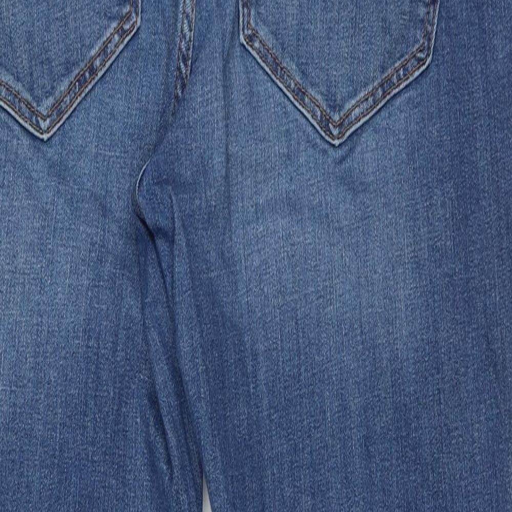H&M Womens Blue  Cotton Straight Jeans Size 16 L30 in Regular Button - Ripped Jeans