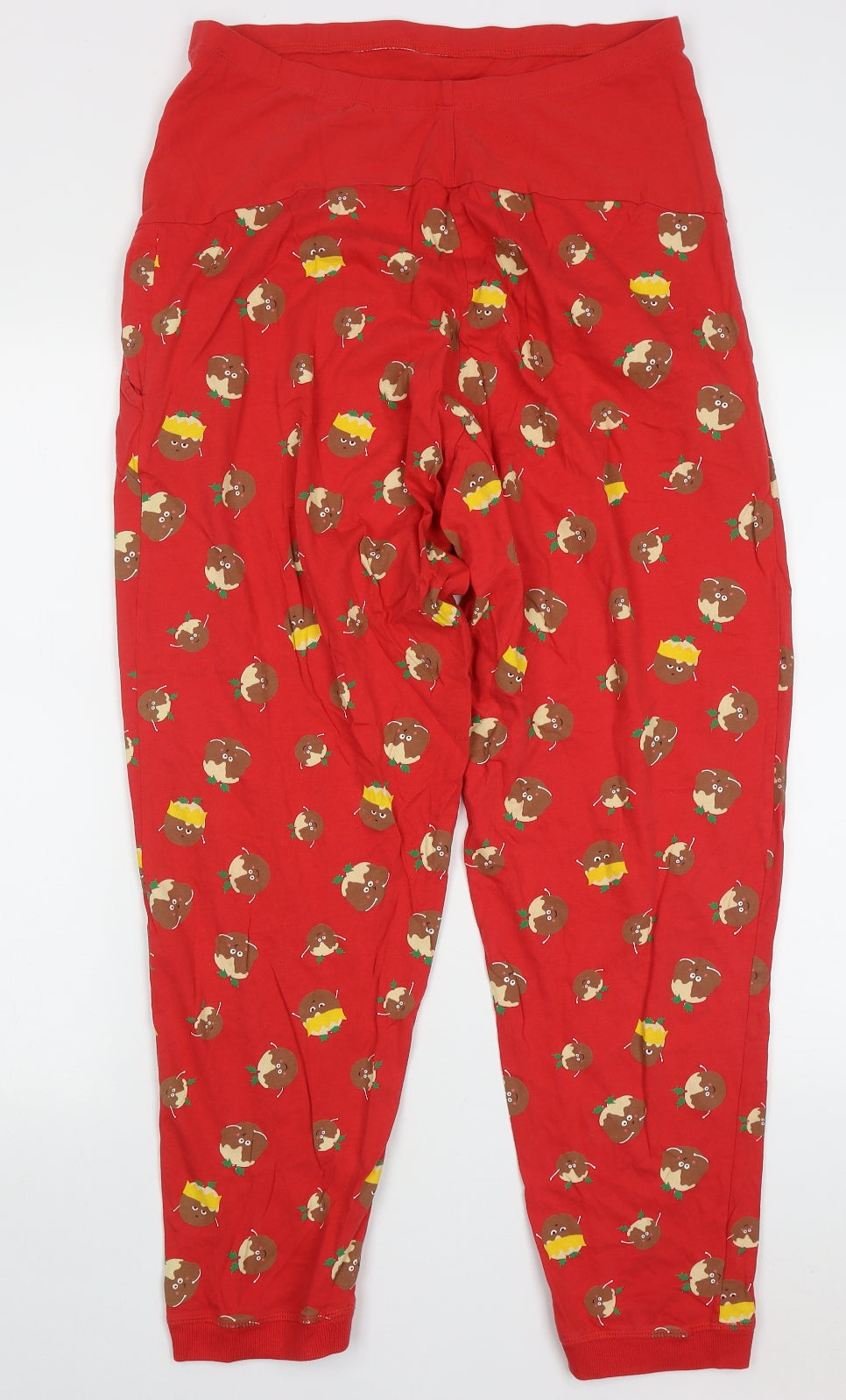 NEXT Womens Red Geometric Cotton Cami Pyjama Pants Size L   - Christmas Puddings
