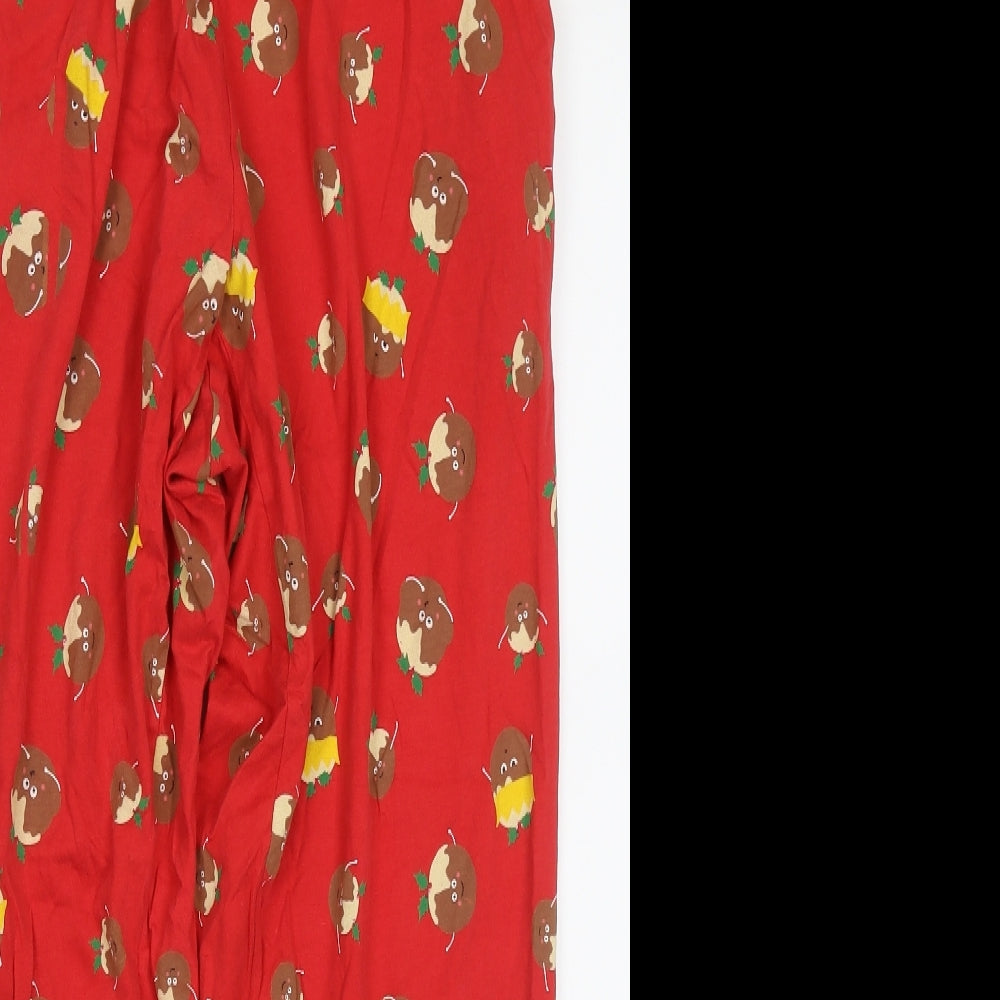 NEXT Womens Red Geometric Cotton Cami Pyjama Pants Size L   - Christmas Puddings