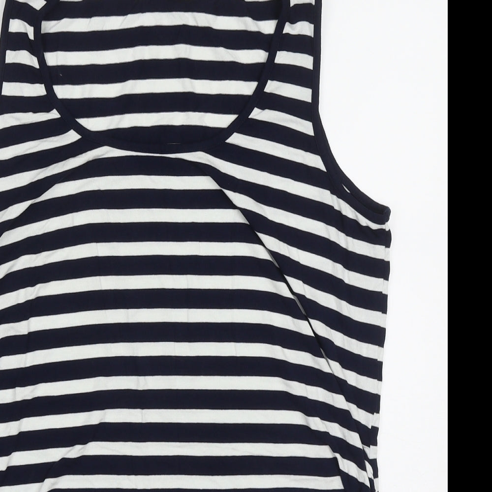 Red Herring Womens Blue Striped Viscose Basic Tank Size 16 Scoop Neck