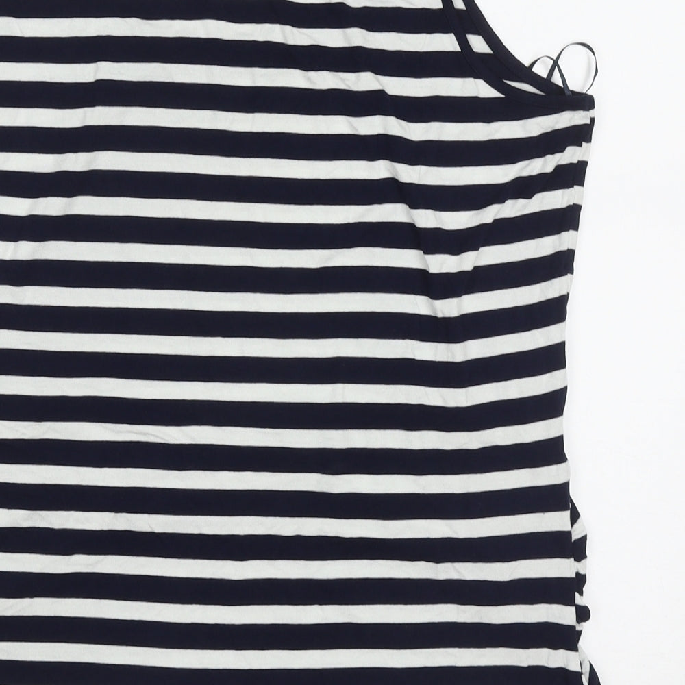 Red Herring Womens Blue Striped Viscose Basic Tank Size 16 Scoop Neck