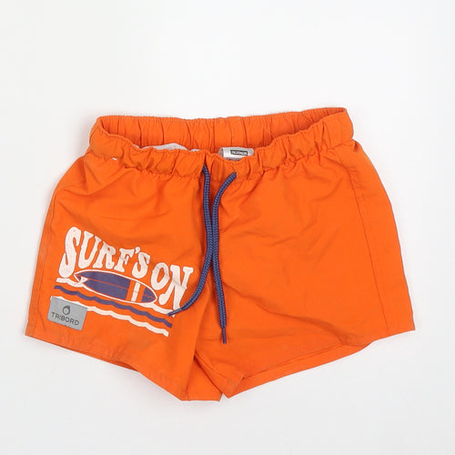 DECATHLON Boys Orange  Polyester Sweat Shorts Size 4 Years  Regular Tie - surfs on