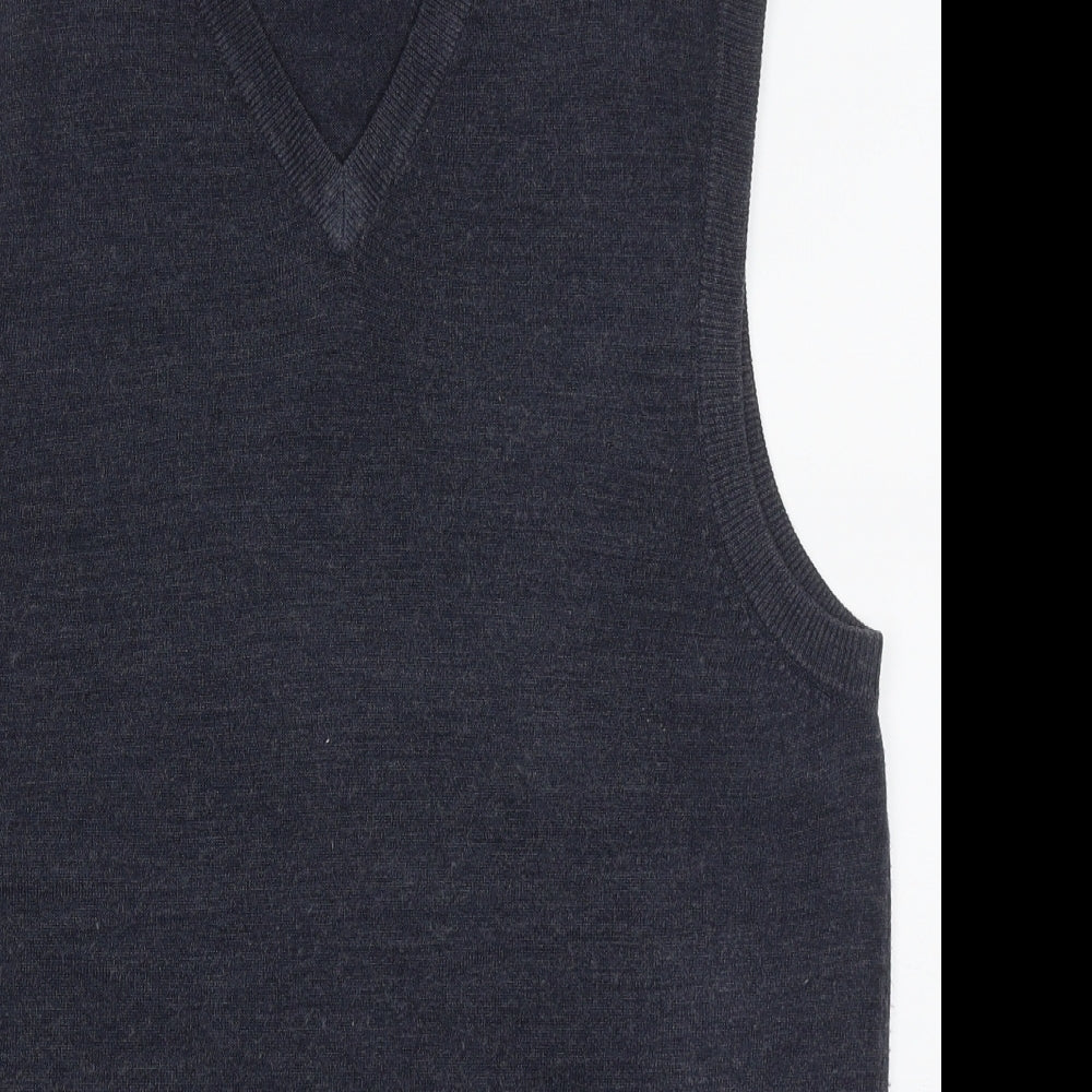 Atlantic Bay Mens Blue V-Neck  Acrylic Vest Jumper Size M   - Super Soft